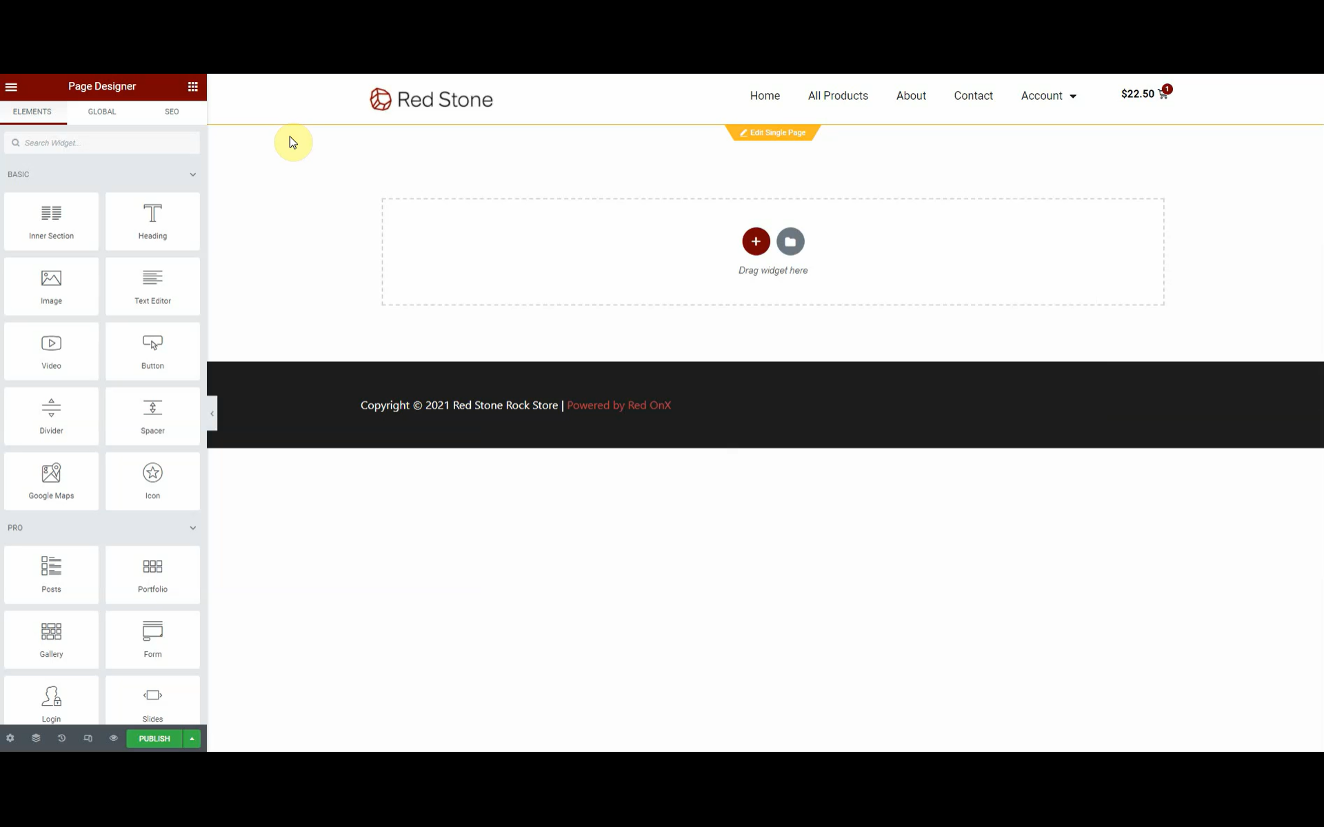 Red OnX screenshot: Red OnX drag and drop Page Designer