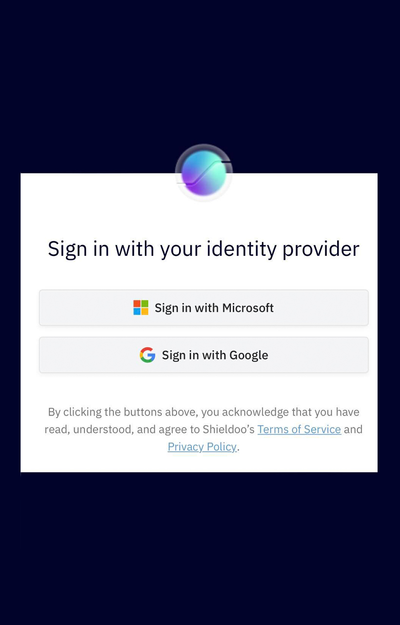 Shieldoo screenshot: Sign in