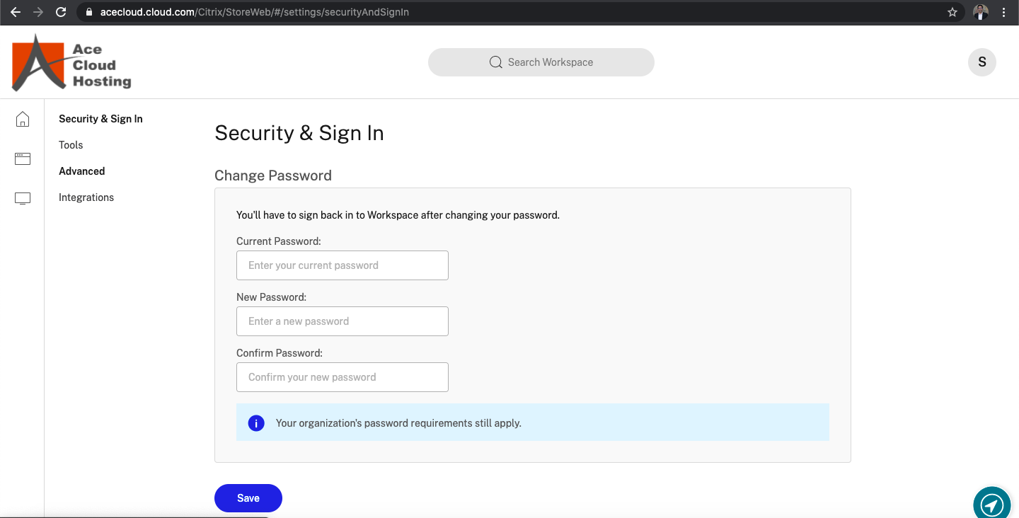 Ace Cloud Hosting sign-in