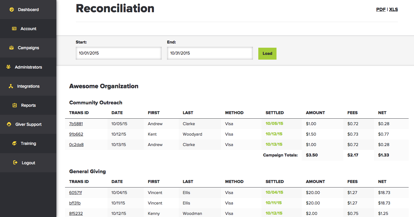 Mogiv Software - Reconciliation report