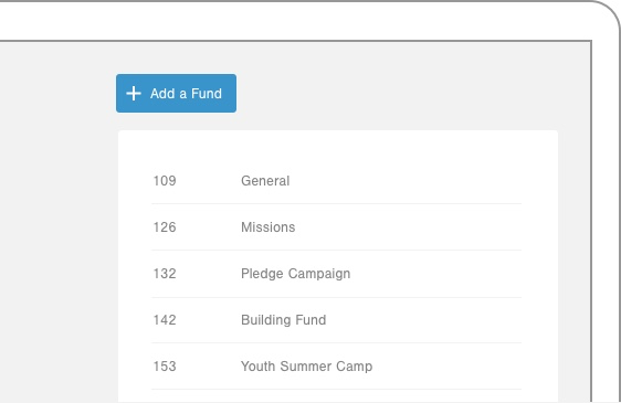 Users can set up multiple fund accounts in Realm to hold donations for specific purposes