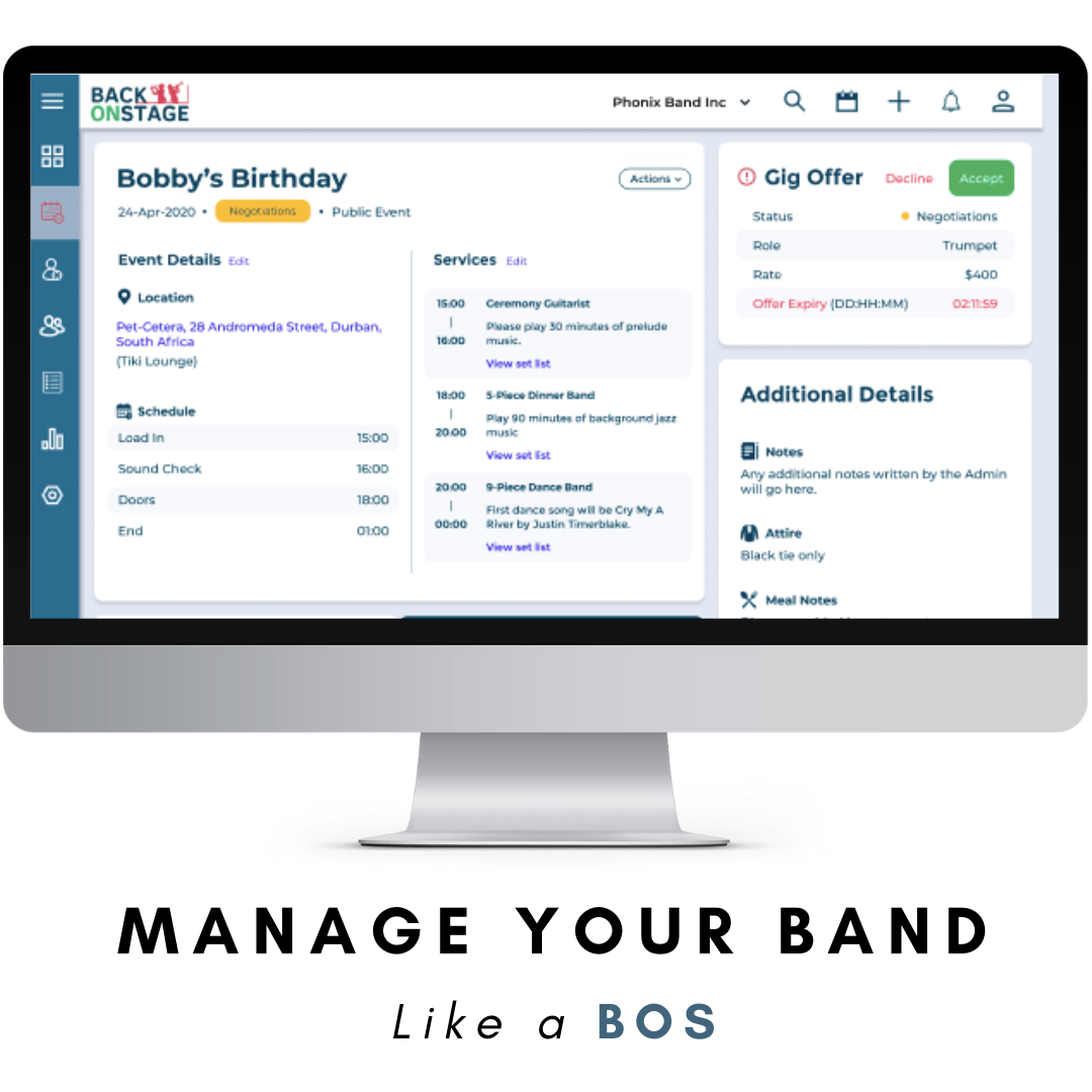 Back On Stage App helps you organize and manage all the moving parts of every event