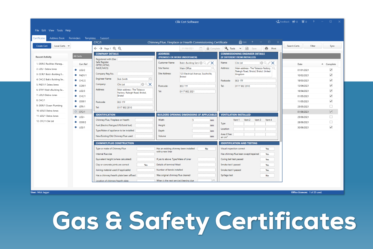 Clik Cert, gas certifications