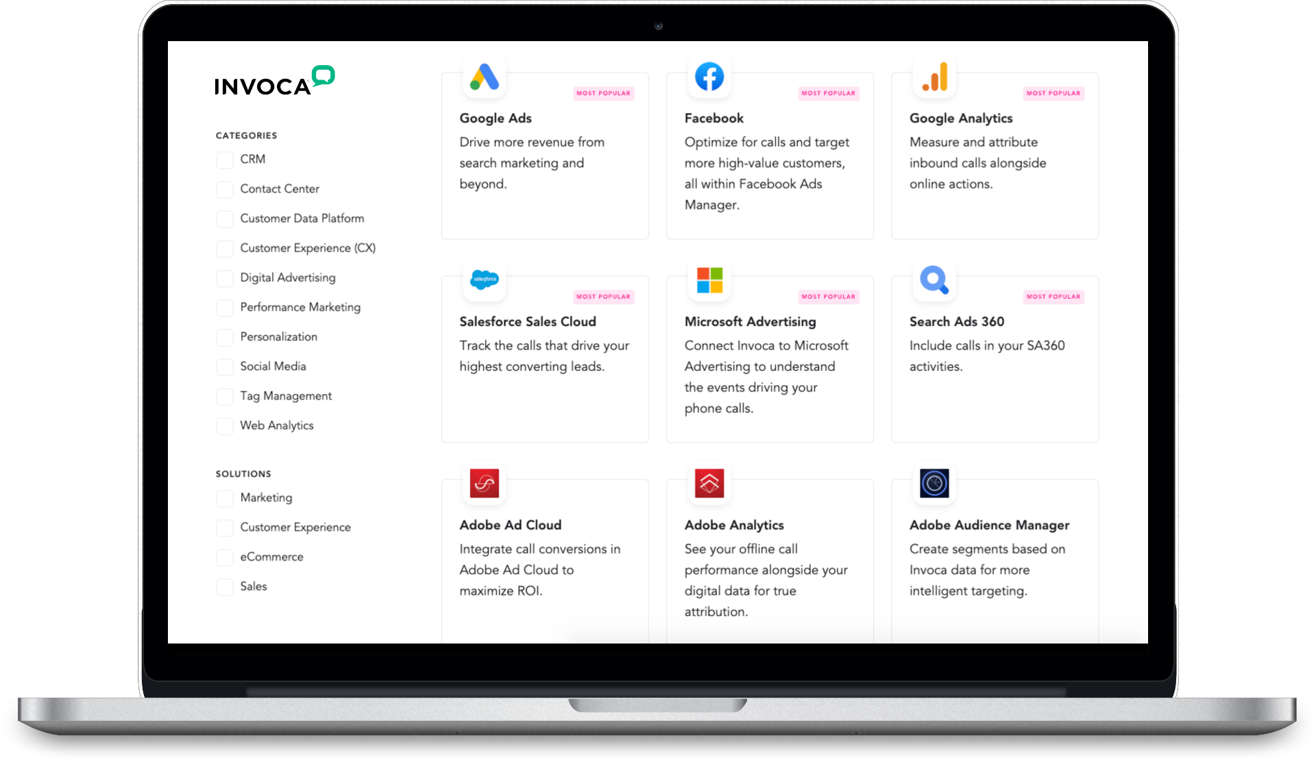 Activate conversation intelligence across your tech stack. The Invoca Exchange provides a centralized hub to explore Invoca's Integrations and discover new apps.