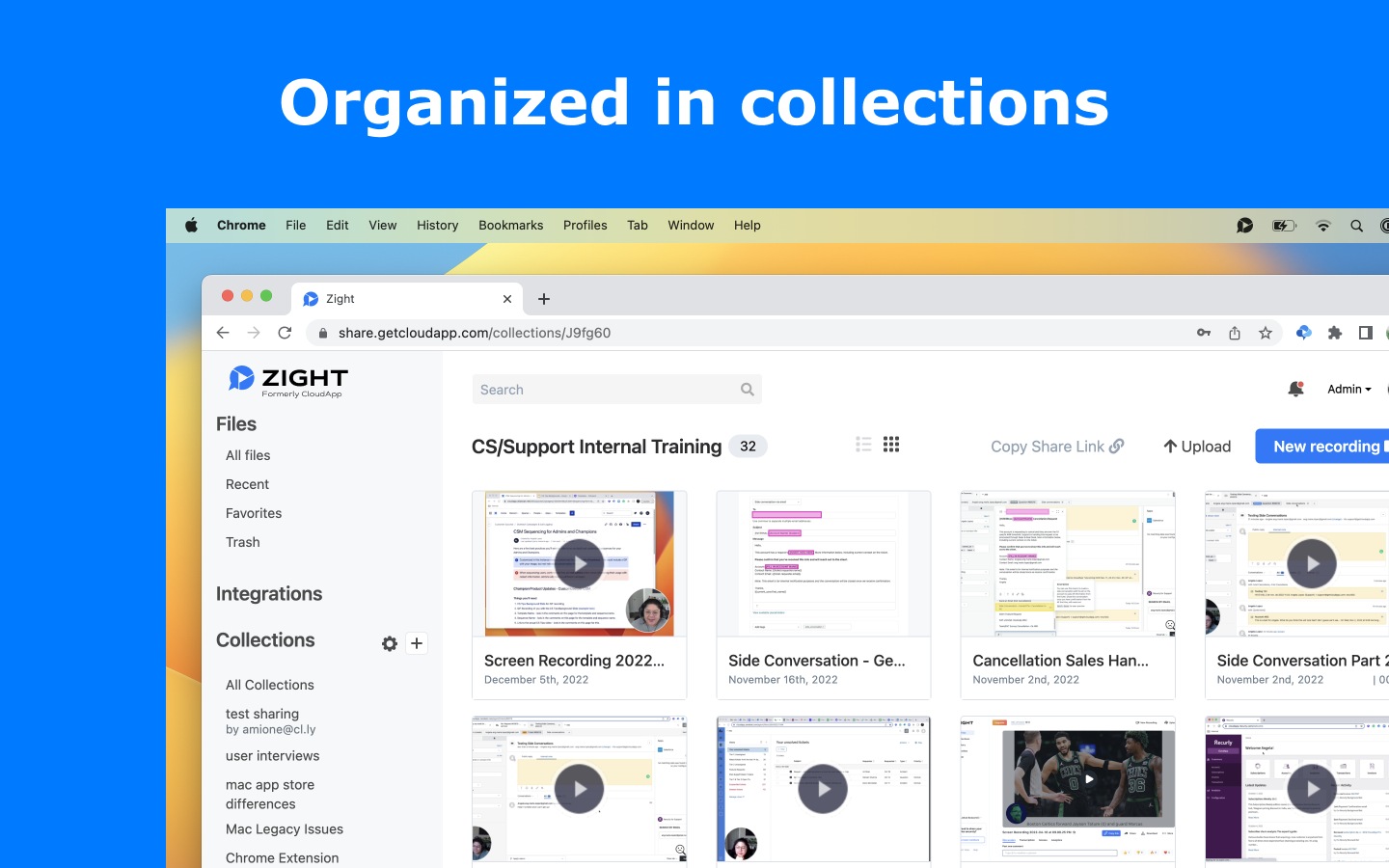 Zight (formerly CloudApp) Software - Organize in Collections