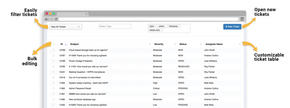 ngDesk ticket filtering