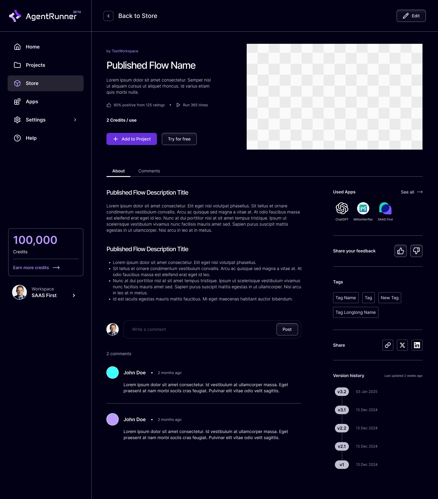 AgentRunner Software - AgentRunner flow view