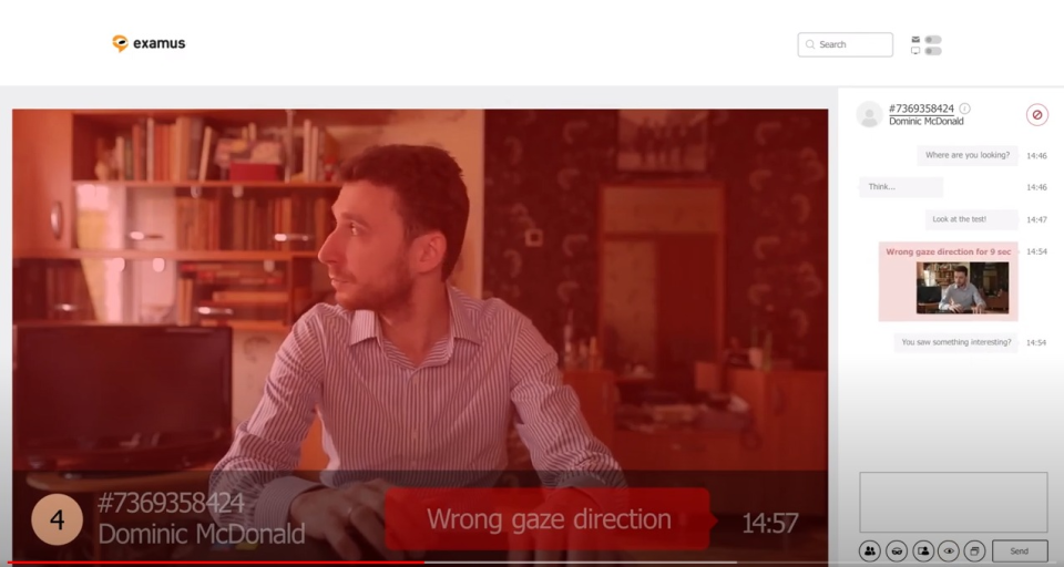 Examus Proctoring Software - Gaze detection