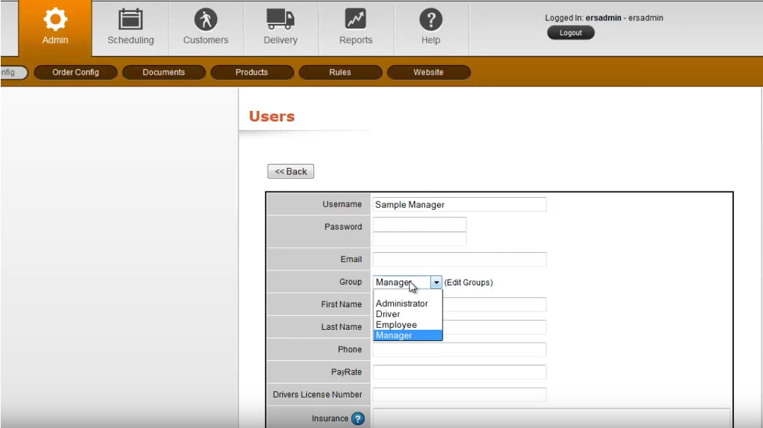 Event Rental Systems Software - Manage employee user permissions according to role (manager, administrator, driver, employee)