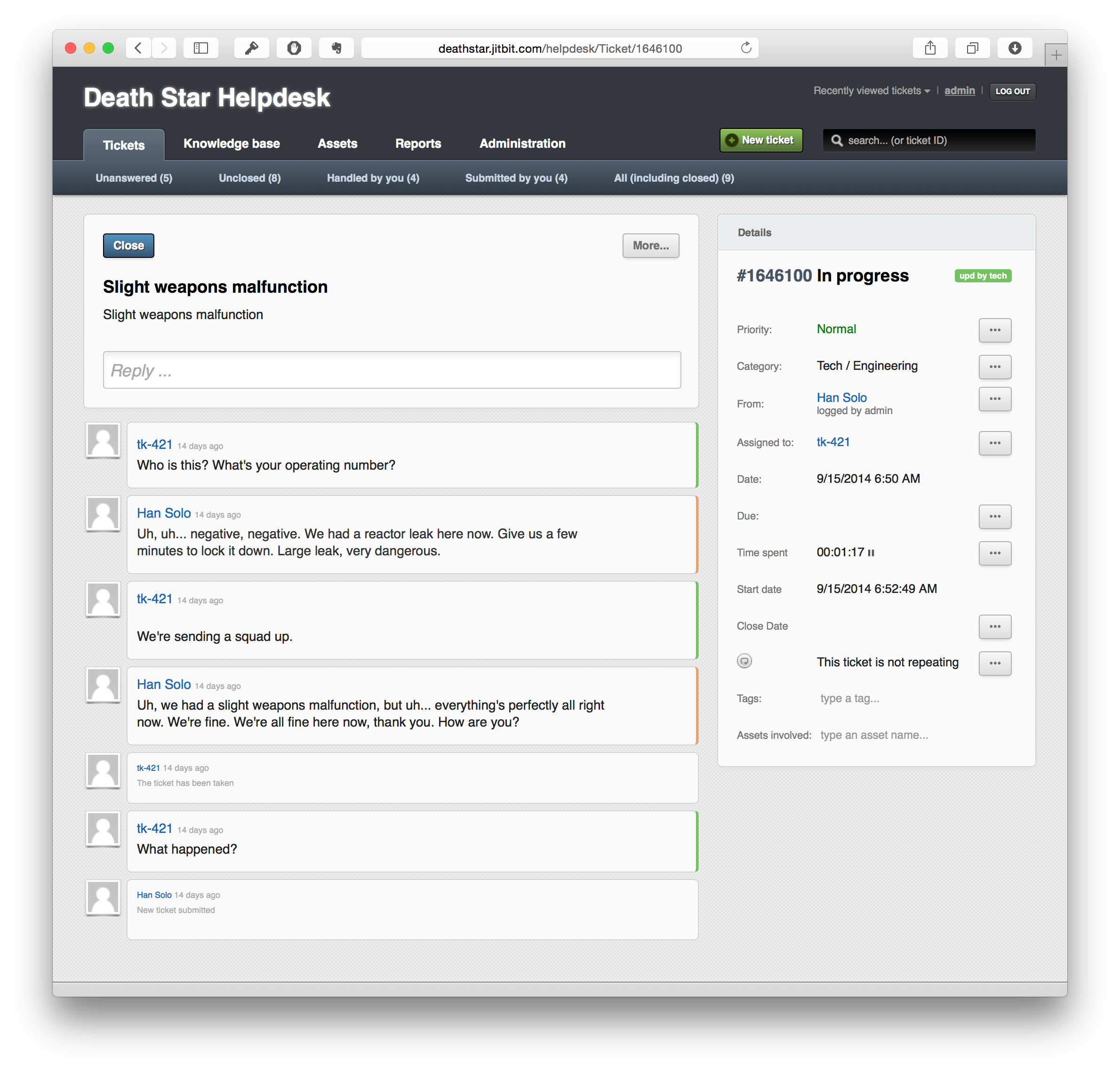Ticket summaries in JitBit Help Desk