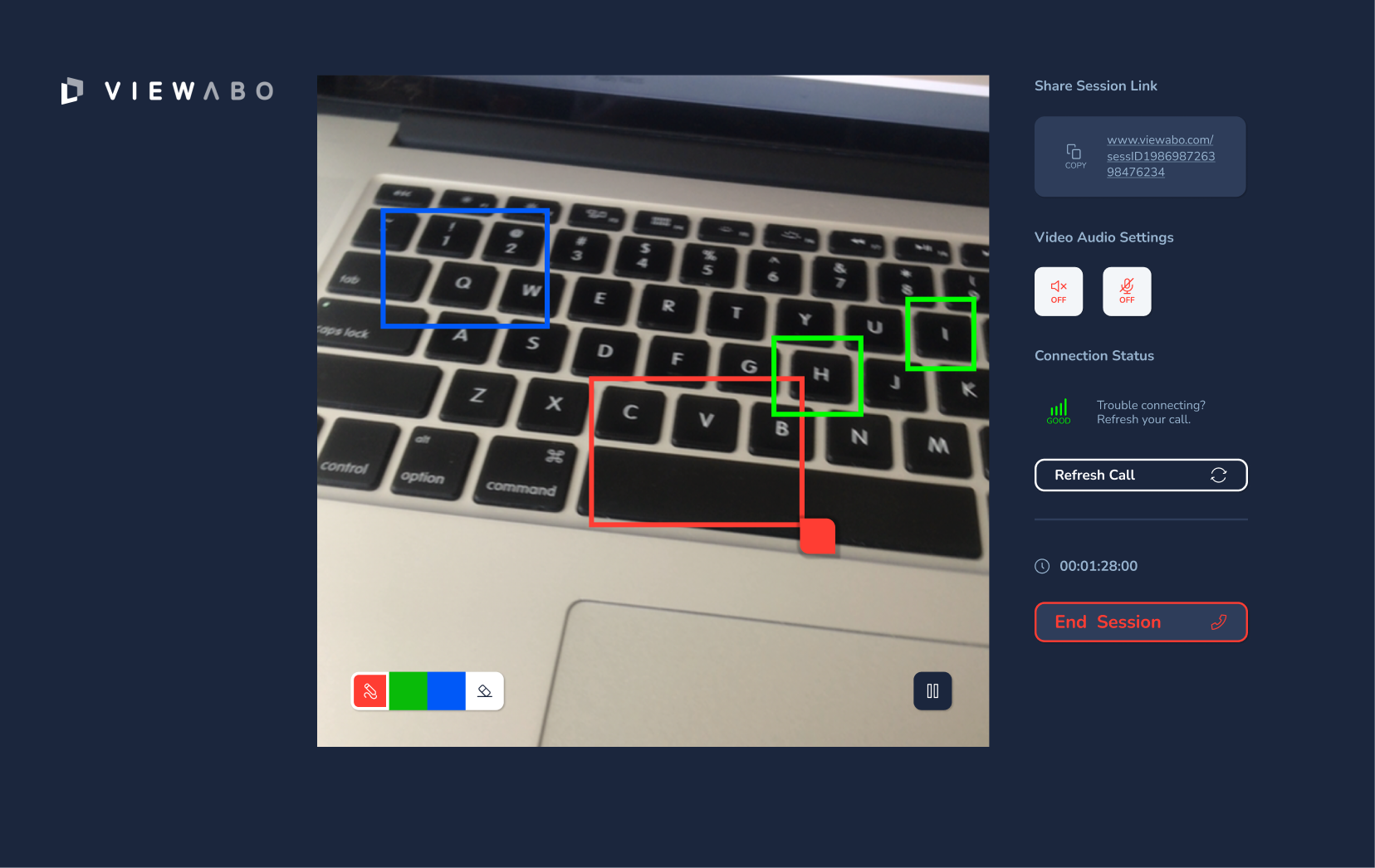 Viewabo Software - Utilize on-screen annotations to provide clear visual guidance for both customers and field staff, facilitating swift and effortless issue diagnosis and troubleshooting.