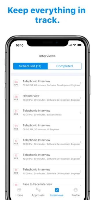 Param Software - Param track scheduled interviews