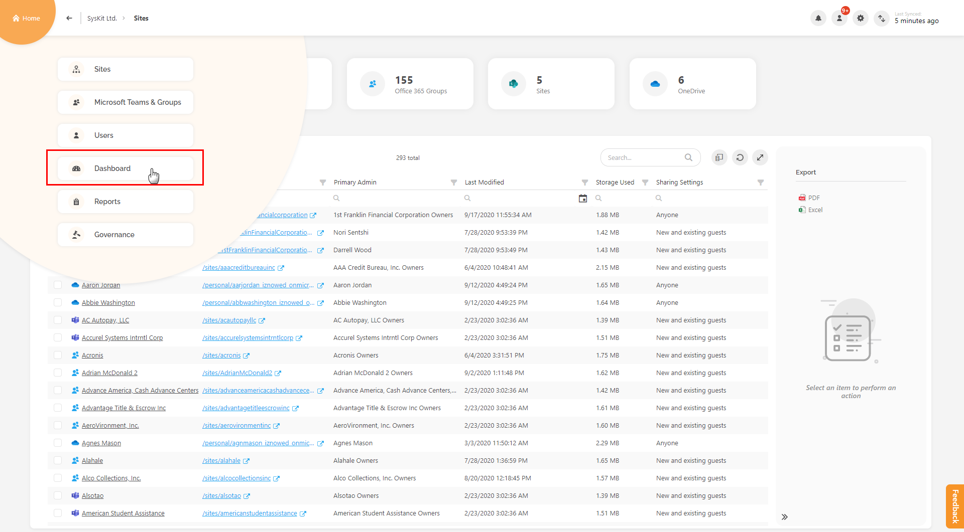 SysKit Point dashboard