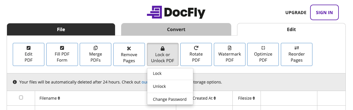 DocFly - lock or unlock file