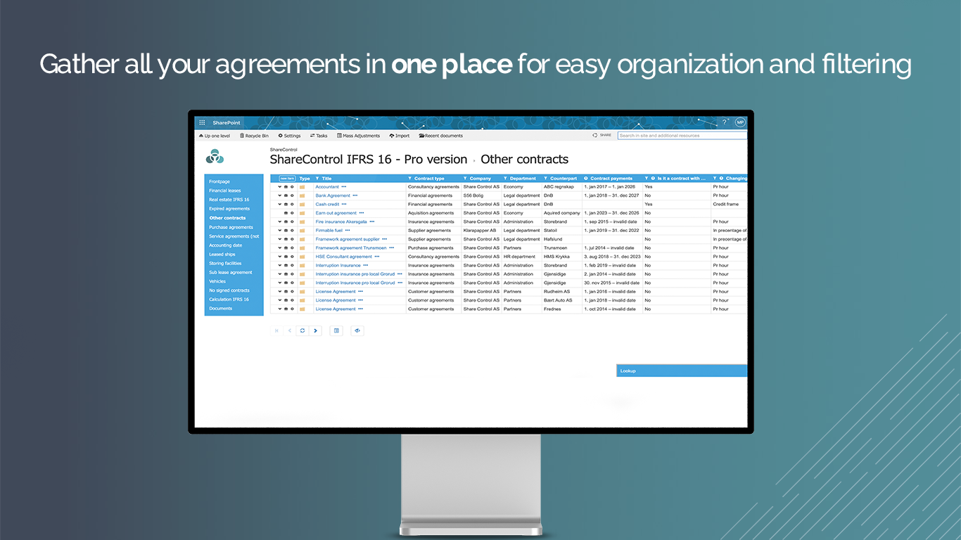 ShareControl IFRS 16 agreements management
