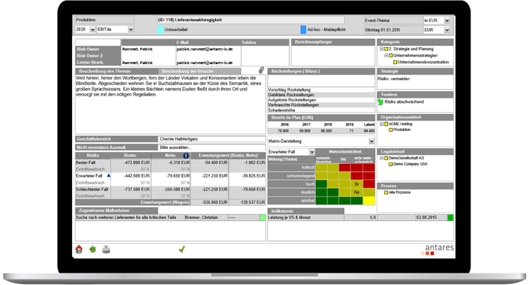 antares RiMIS screenshot: Software platform