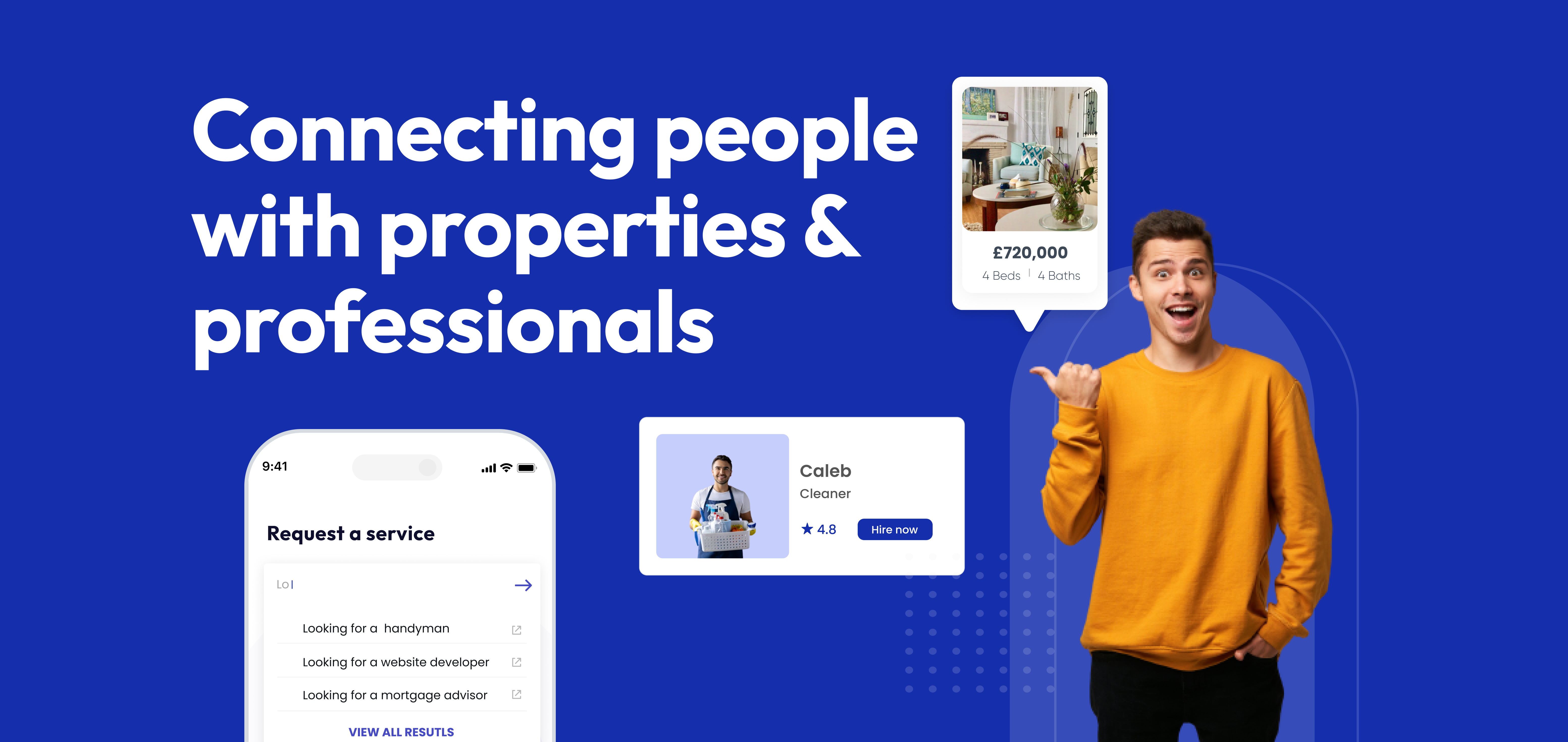 Matchouse screenshot: One platform to earn, request services, or list property. Matchouse makes it easy.