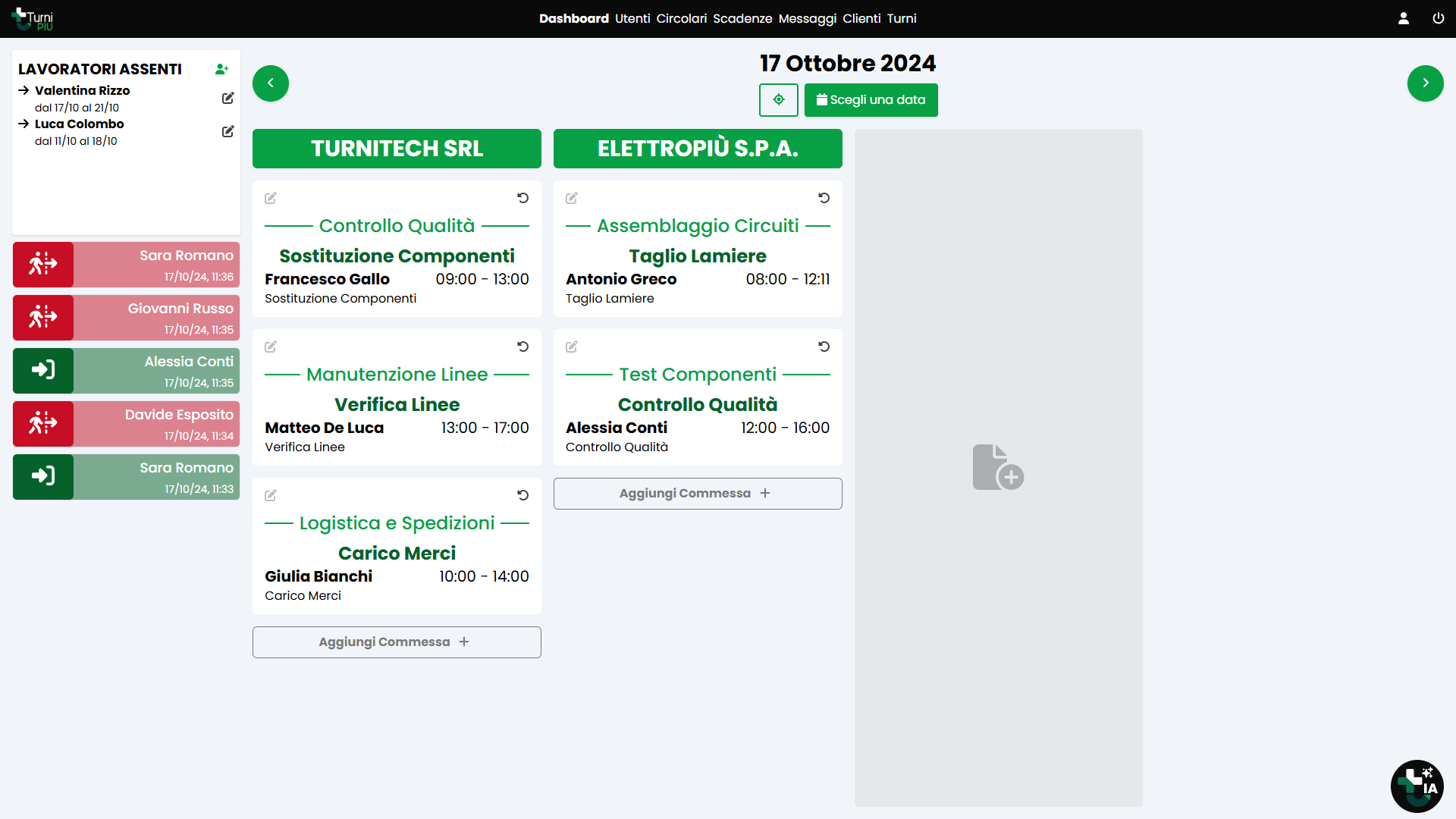 TurniPIU screenshot: TurniPIU Dashboard