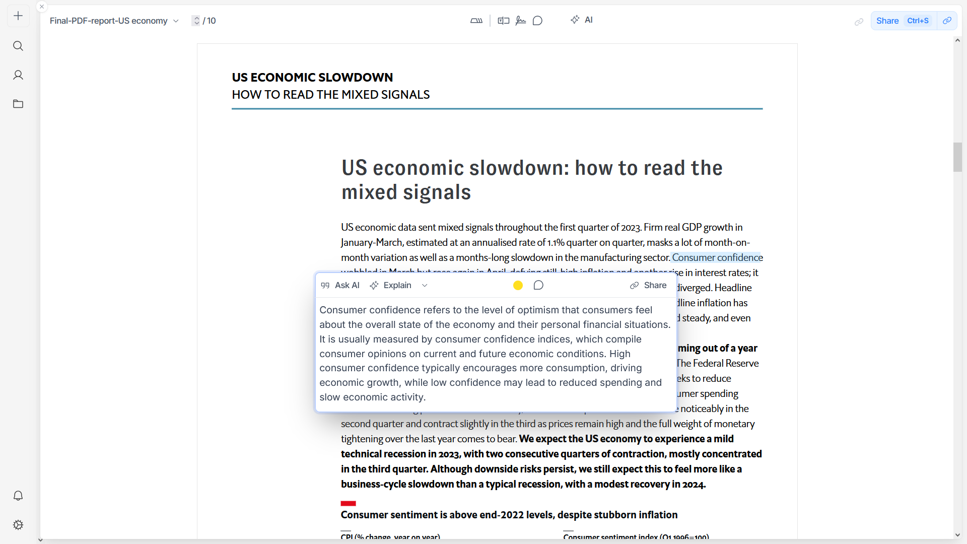Macro screenshot: AI PDF explain for key terms.