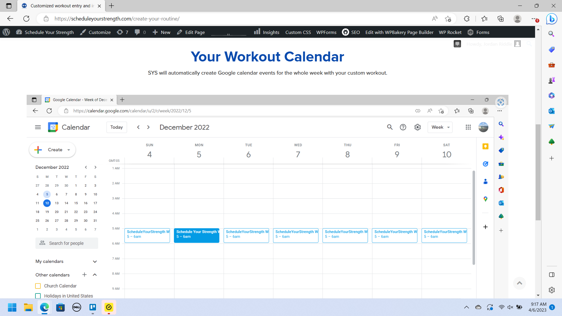 Calendar events can be viewed online or in the Google app