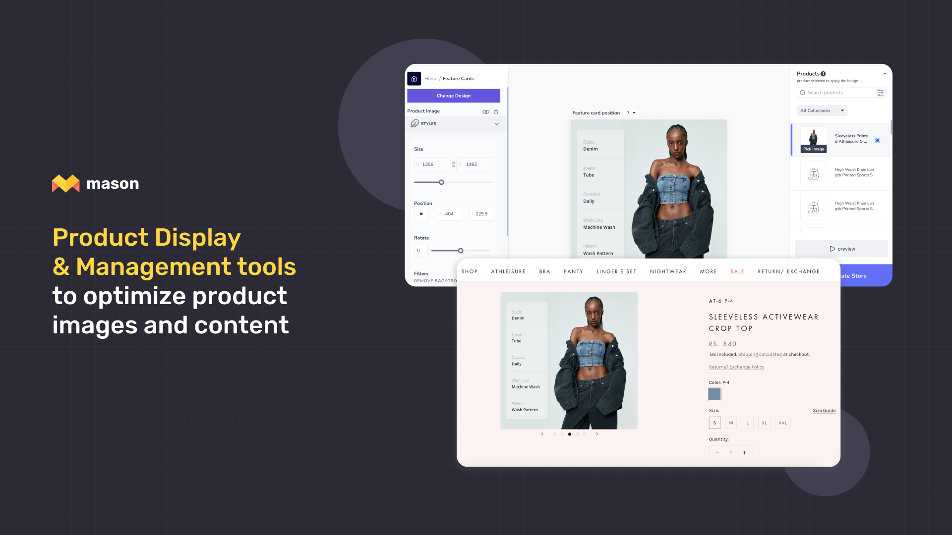 Product Display & Management tools to optimize product images and content