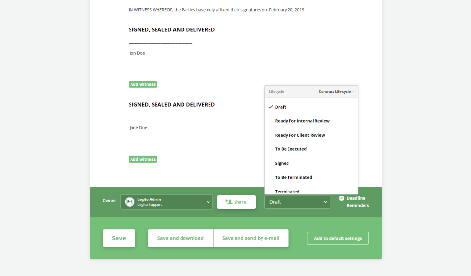 Users can automatically draft, manage, share, comment, review, collaborate, negotiate and analyze documents