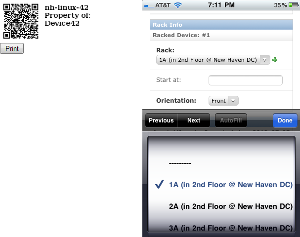 Inventory management with QR code scanning support via mobile devices, allows customizable QR codes to be printed to correspond with auto assigned asset numbers
