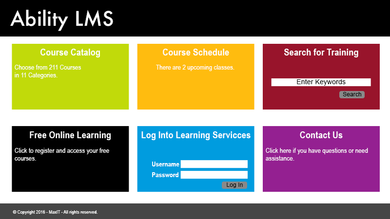 AbilityLMS screenshot: Custom dashboards