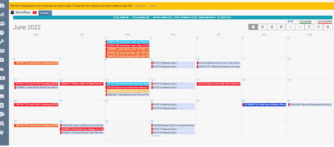 Workflow Calendar