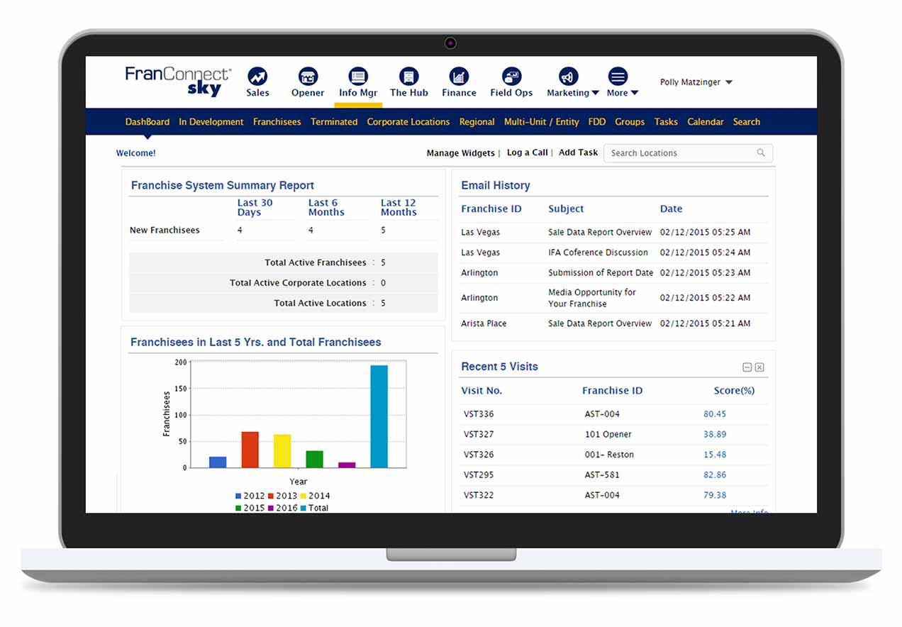 FranConnect Software - Unified information management enable the sharing of unit histories and statuses across the business