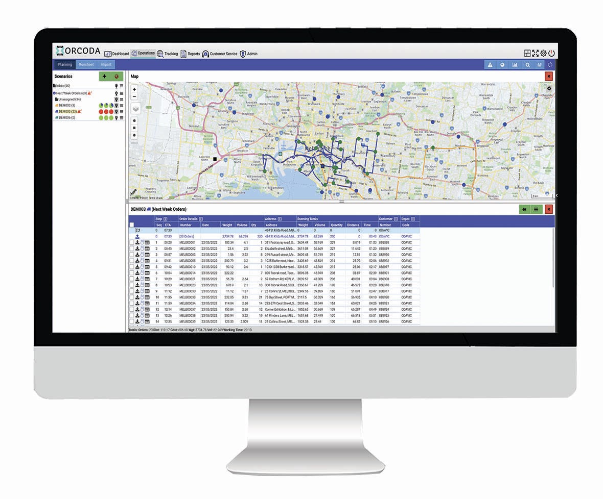 Orcoda Logistics Management Software (OLMS) Software - Allocate the right job to the right vehicle, automated management of attributes and constraints, enabling successful planning, tracking and reporting.