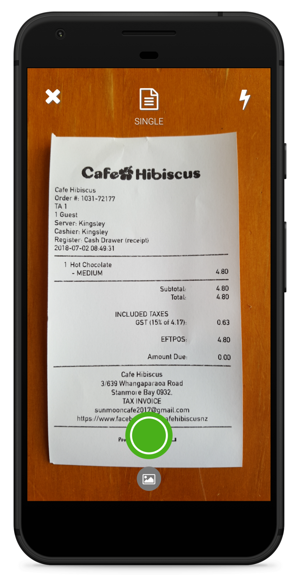 Receipt Stash Software - Users can upload receipt images from their mobile device