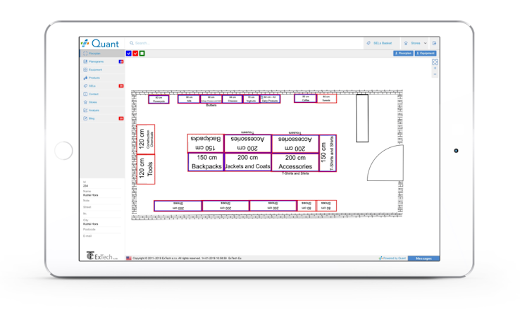 Quant screenshot: Quant's floor planning tools allow users to design store layouts