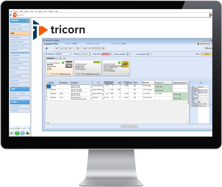 Fitfactory Tricorn MRP Software - Fitfactory Tricorn RFQs