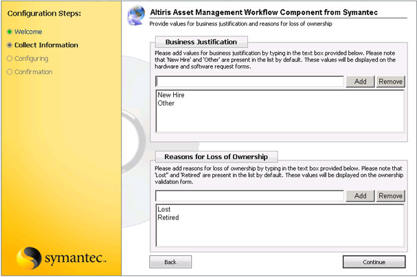 Symantec Asset Management Suite screenshot: NU
HELP
Symantec Asset Management Suite configure data