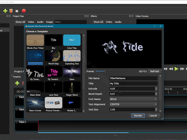 OpenShot Video Editor Software - Twenty animated titles included (requires Blender).