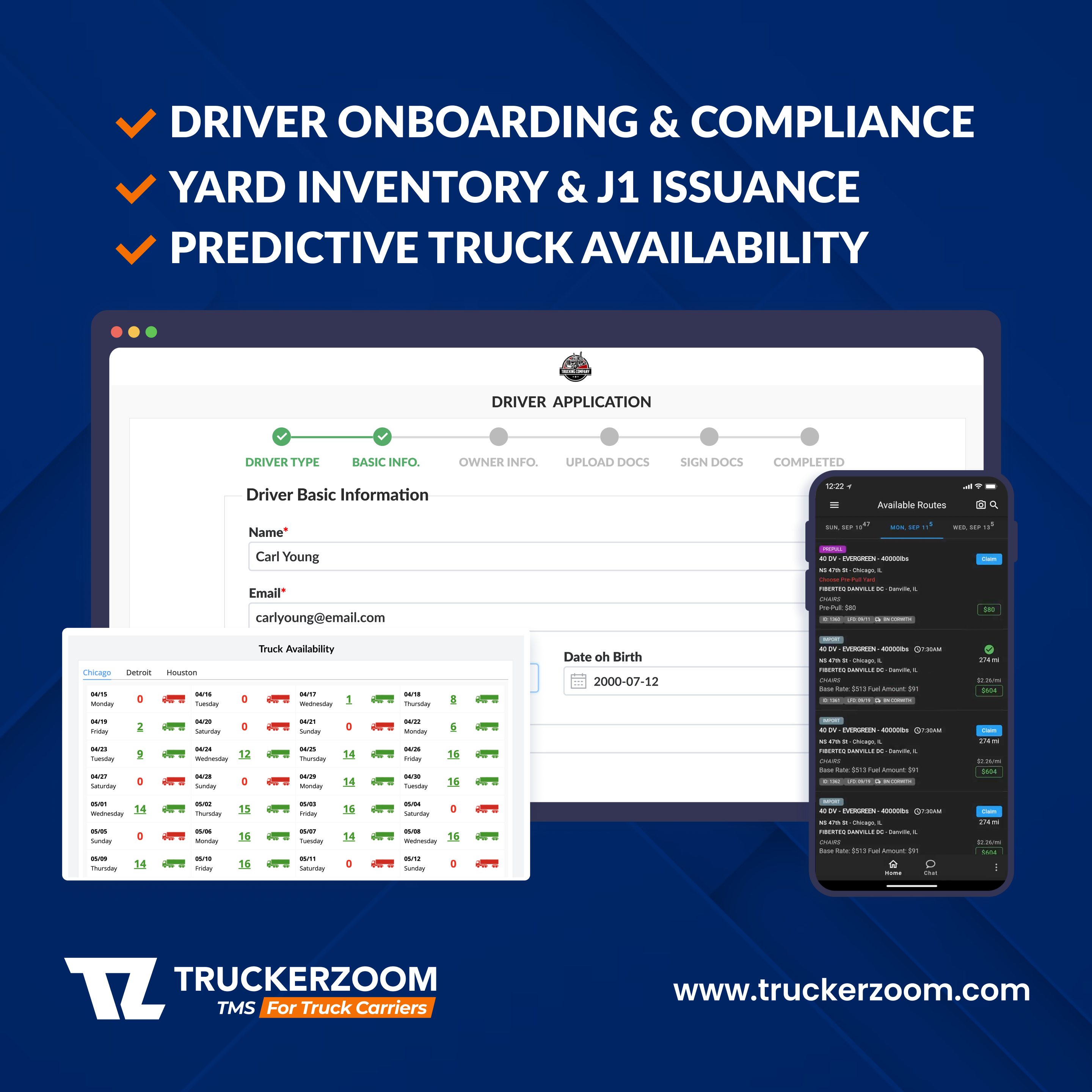 Hire drivers, manage your truck yards, know your truck availability, all in one place