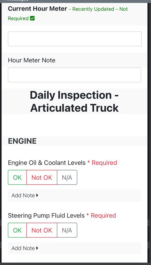 With EqInspectVO, you can easily create equipment inspection or down equipment forms. These forms can be assigned and then completed by field personnel on their mobile devices. You can then use the equipment inspection form report to monitor compliance.
