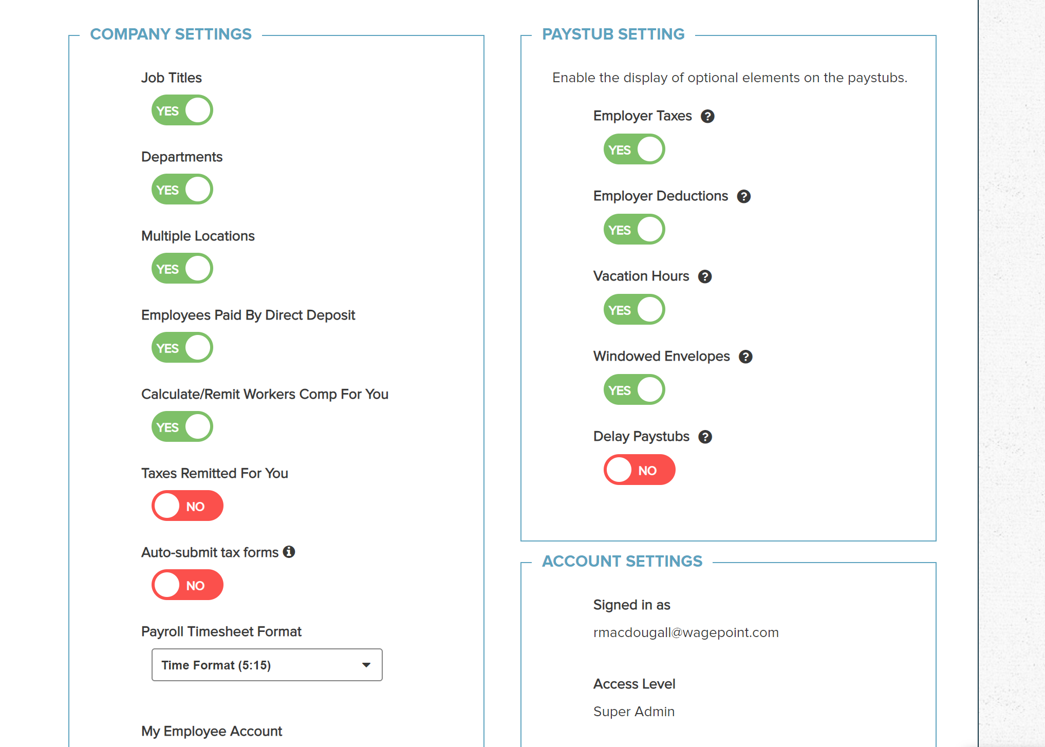 Customize your account settings | Easy-to-use and intuitive payroll software