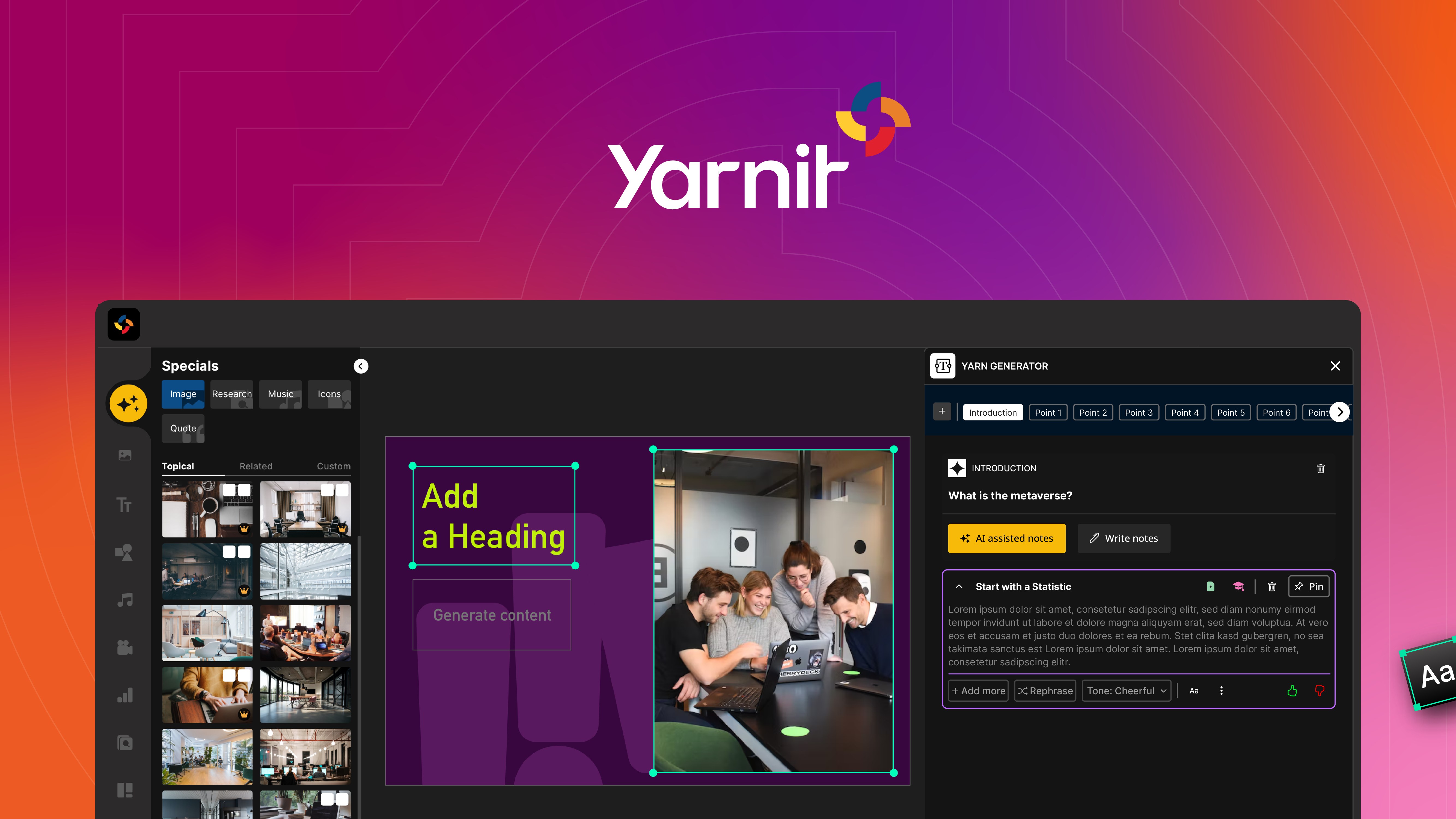 Yarnit screenshot: Design, Write, Audit and Publish engaging content- all under one app, 10X faster and better