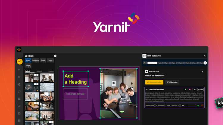 Yarnit screenshot: Design, Write, Audit and Publish engaging content- all under one app, 10X faster and better
