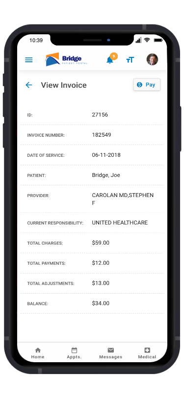 Bridge Patient Portal Software - Bridge features advanced online bill pay and financial management tools with deep integration into many of the industry's leading Revenue Cycle Management and Practice Management systems