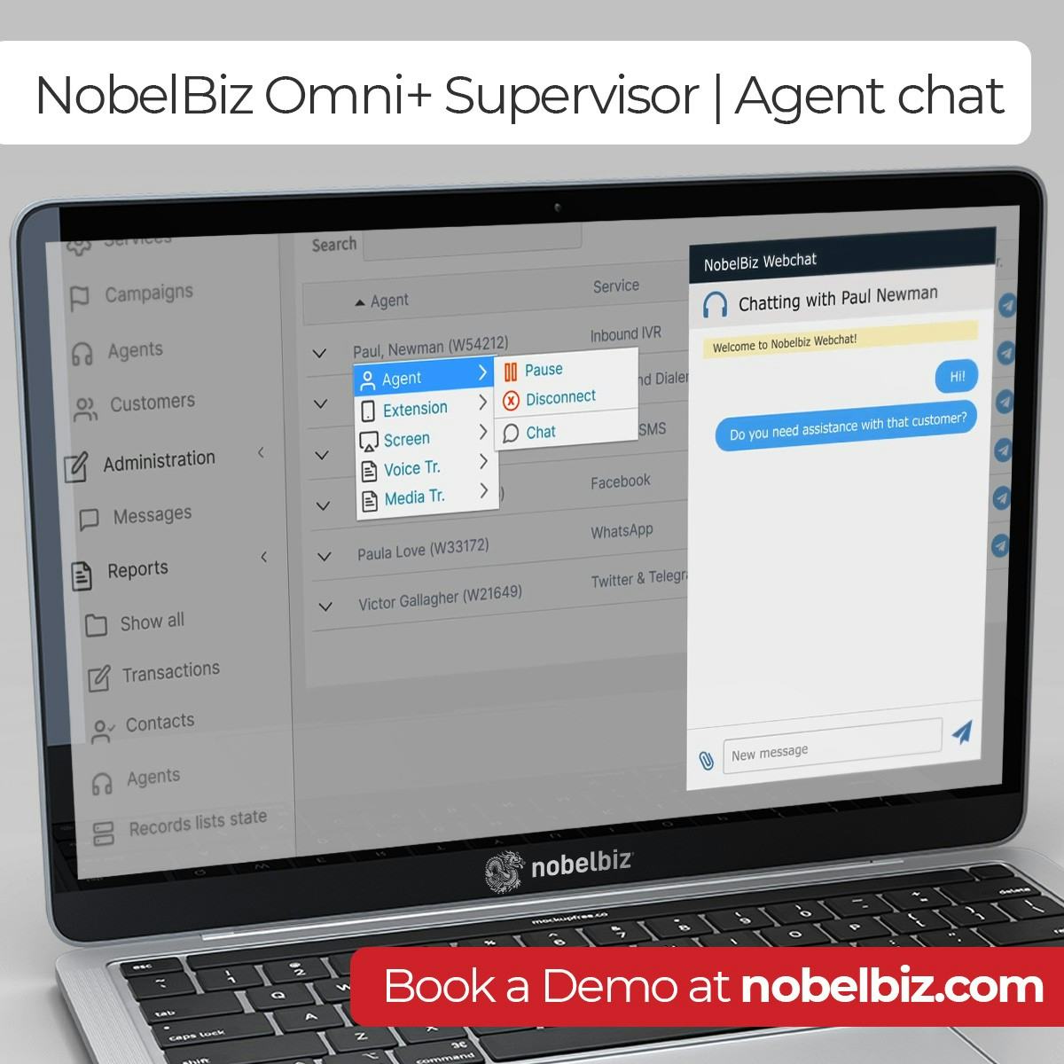 NobelBiz OMNI+ Software - The top priority for the NobelBiz OMNI+ Agent Interface is to find the perfect balance between agent usability, ergonomics and productivity.