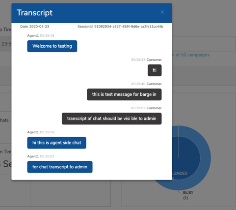 Live transcripts: real time agent customer chat
