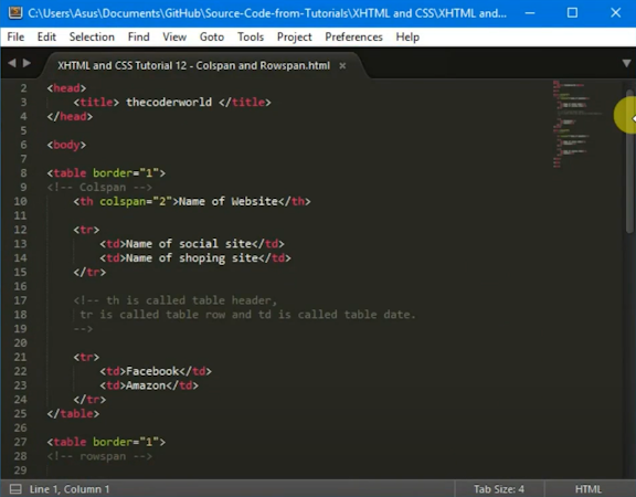 Sublime Text screenshot: Sublime Text editing