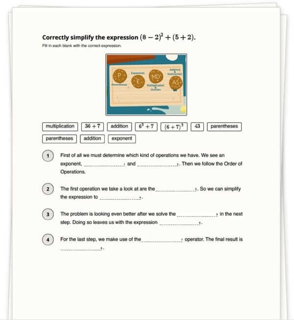 sofatutor screenshot: Worksheet feature