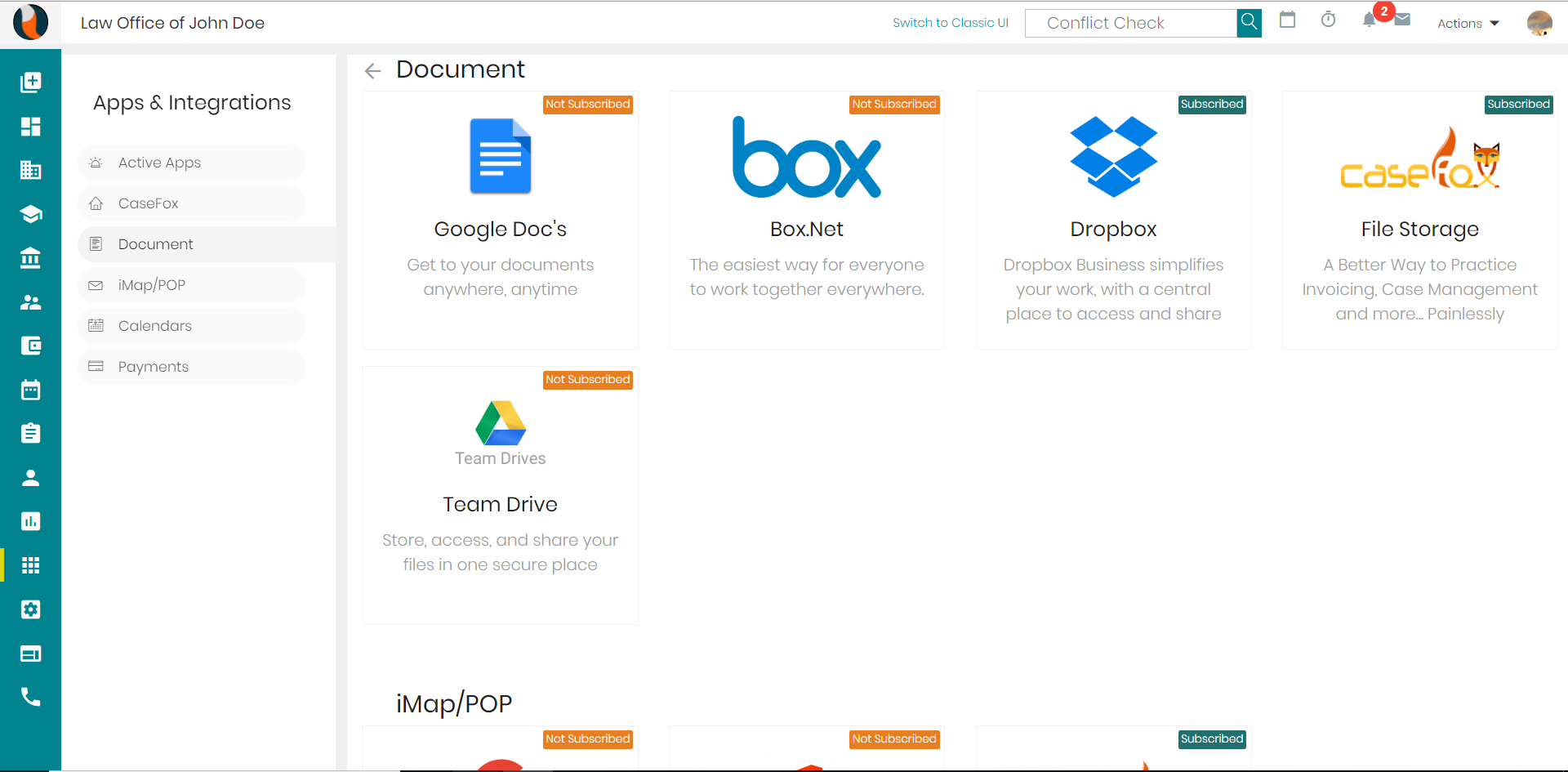 CaseFox Software - Document Management Screenshot