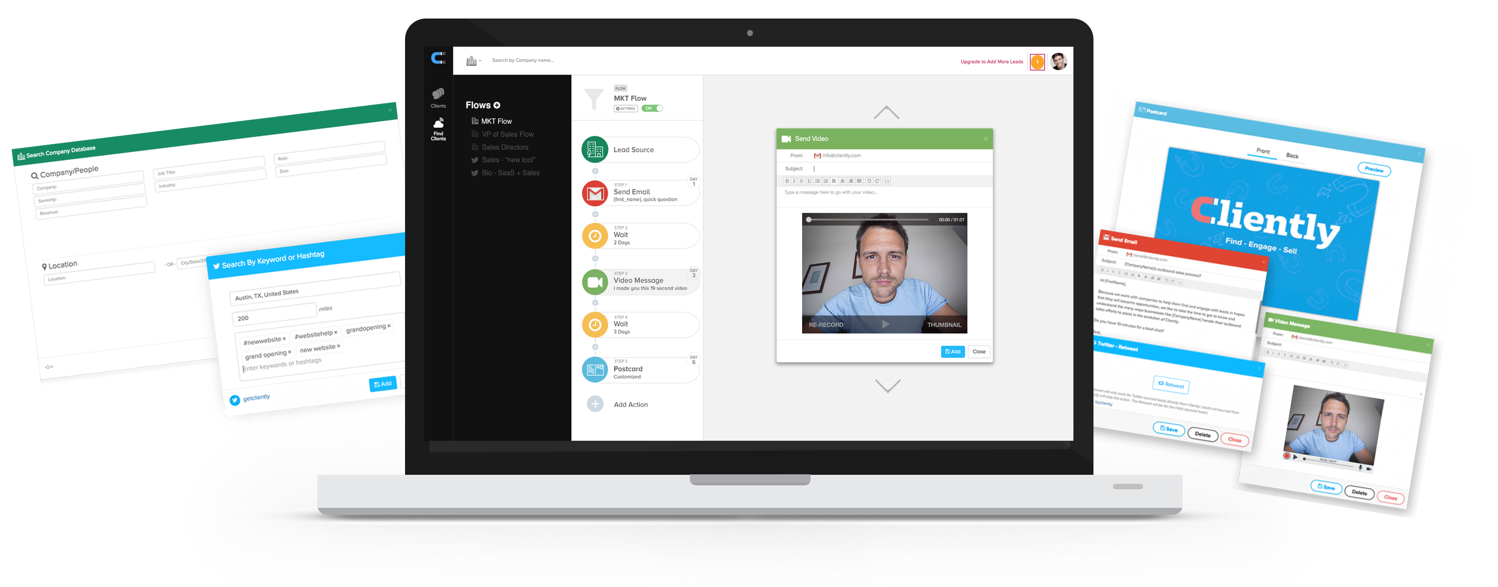 Cliently screenshot: Create personalized workflows to engage prospects