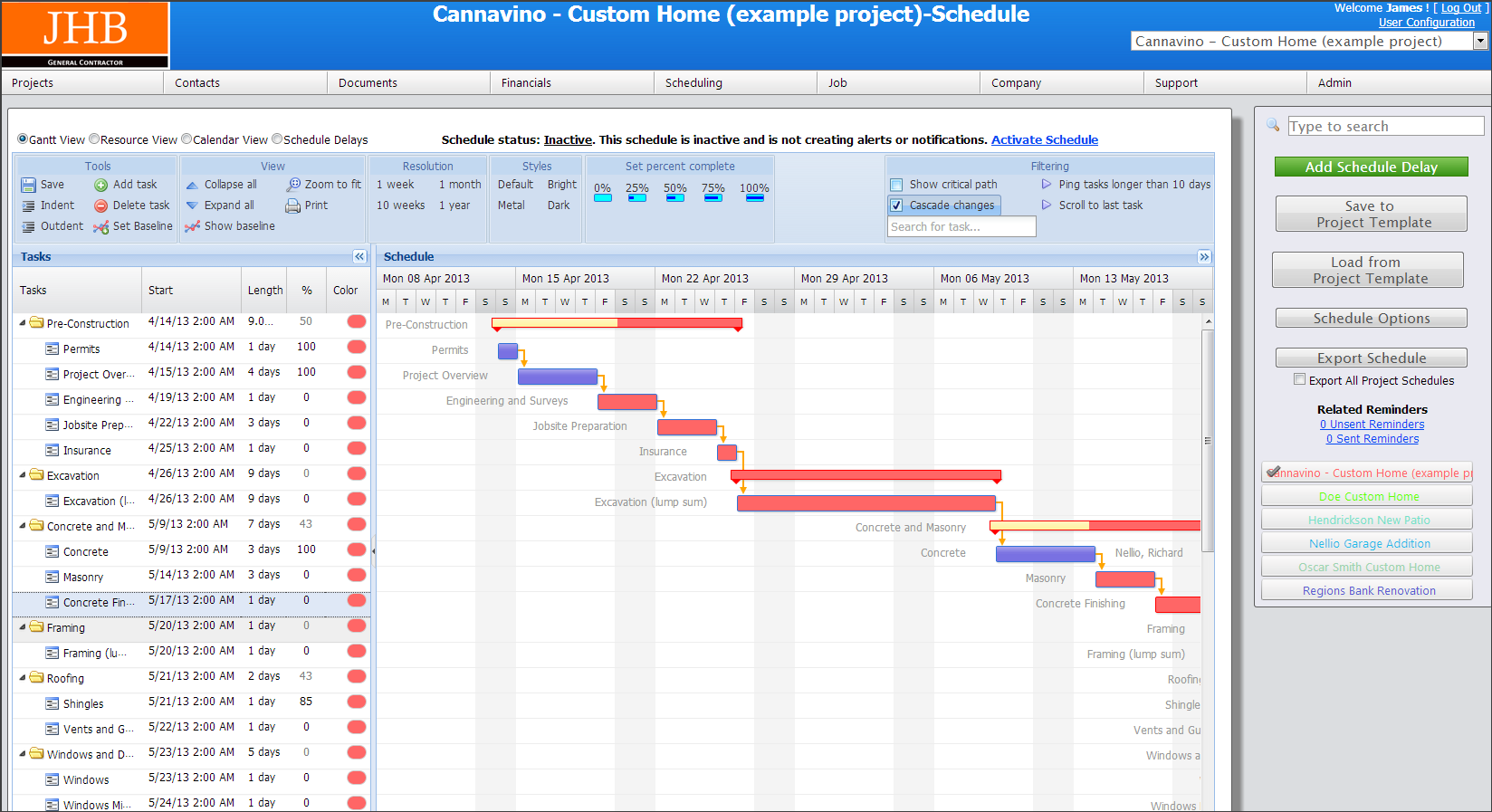 Gantt Chart Schedule