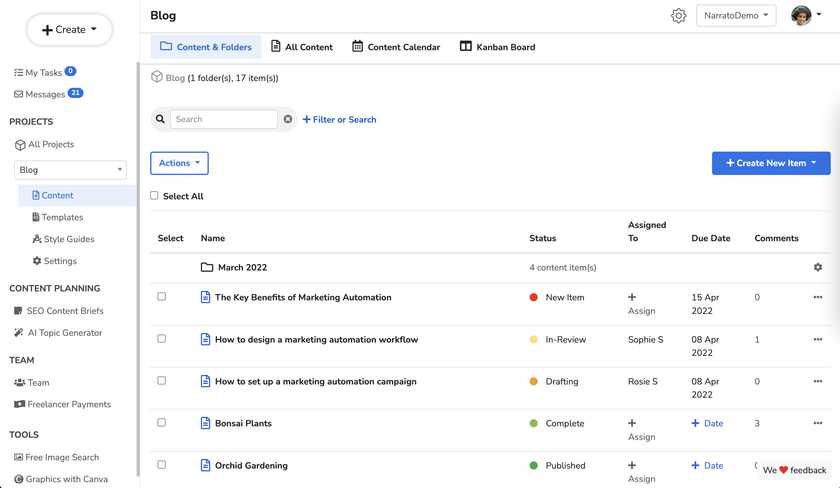 Narrato Workspace Software - 2